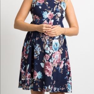 PinkBlush Navy Floral Maternity Dress Large NWT